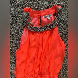 Charlotte Russe Bright Orange Dress with Metallic Chain